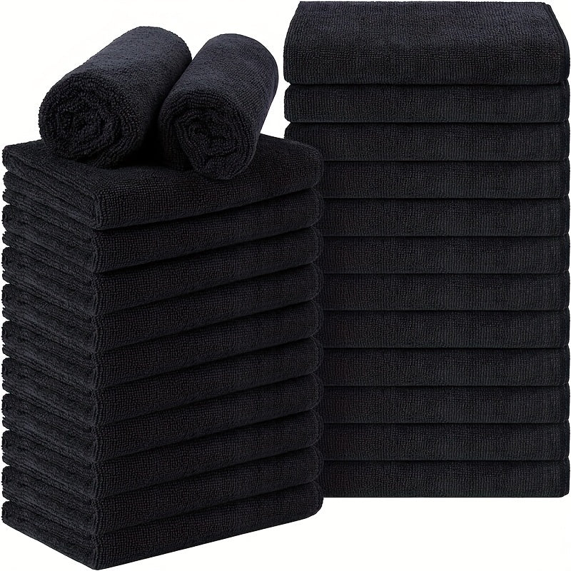 Luxurious 6pcs Set of Microfiber Face Towels - Gentle, Reusable Makeup Removing Cloths - Soft Washcloths for Sensitive Skin 12 x 12 in, Black
