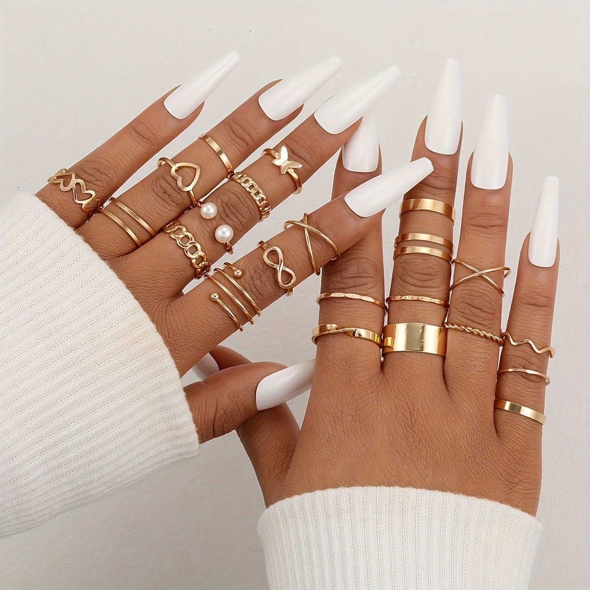 57 Pieces Simple Necklace, Bracelet, Ankle Bracelet, Ring, Earrings Set for Women