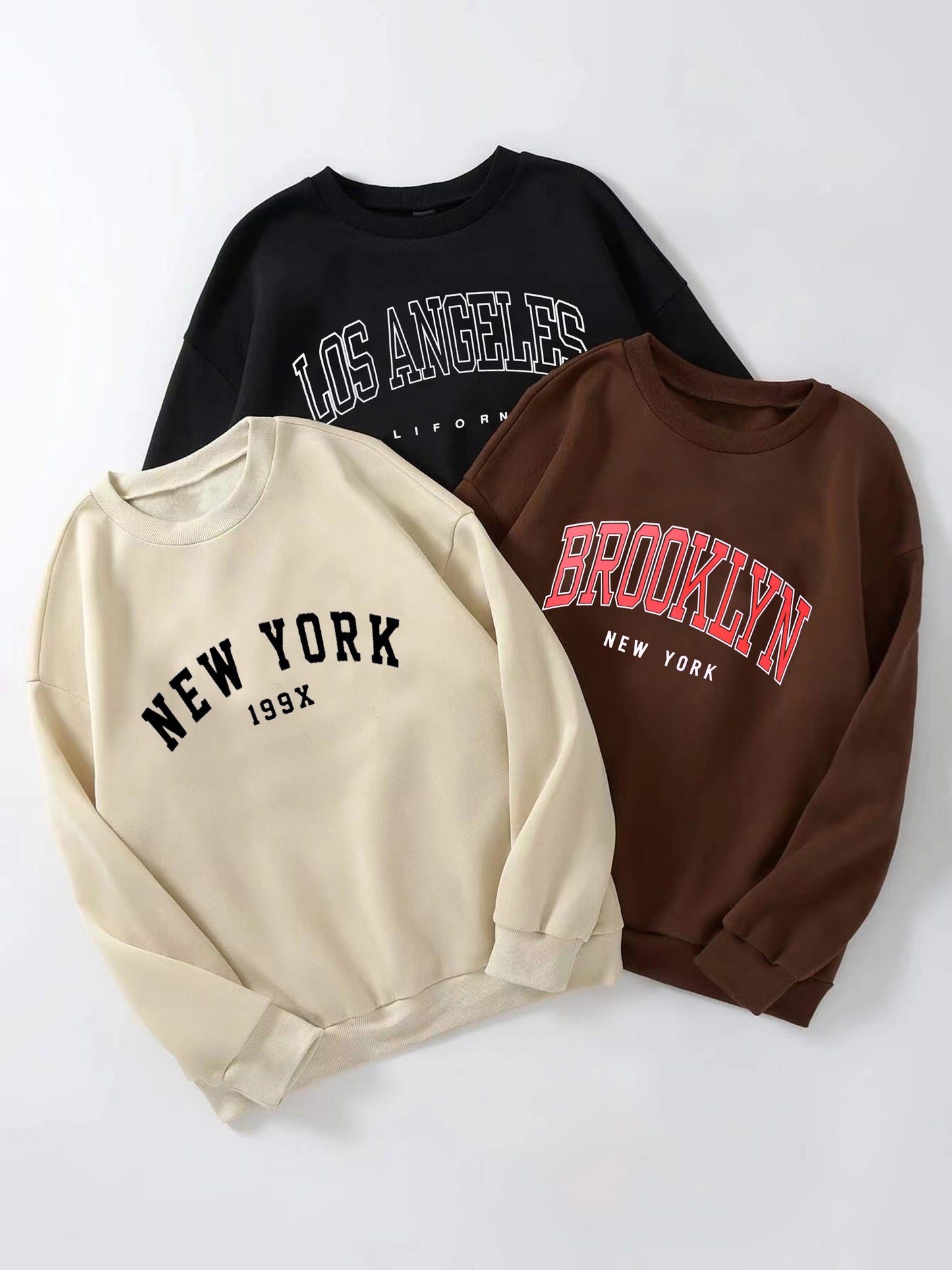 3-Pack Women's Comfy Letter Print Pullover Sweatshirts