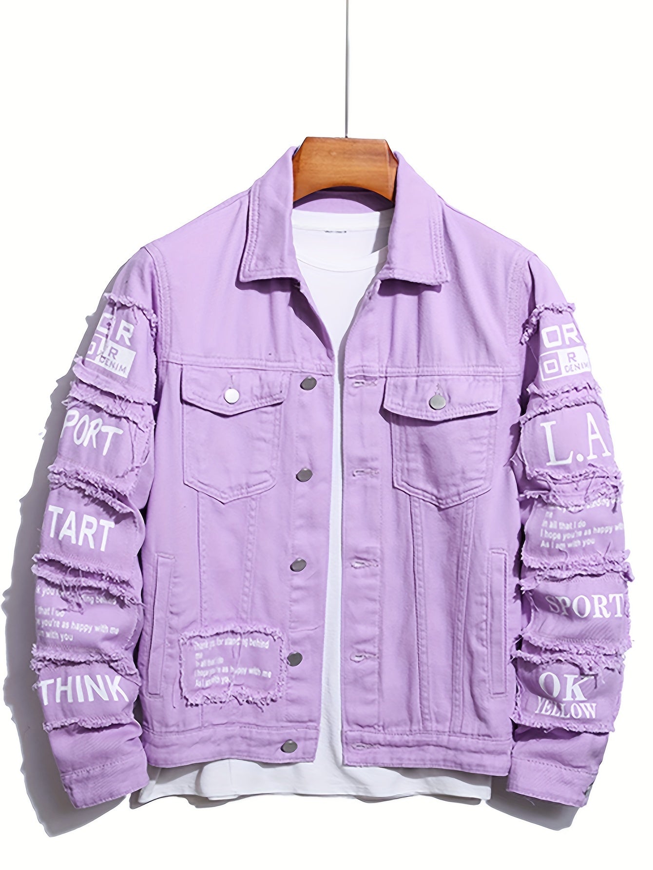 Mens Classic Lapel Collar Denim Jacket