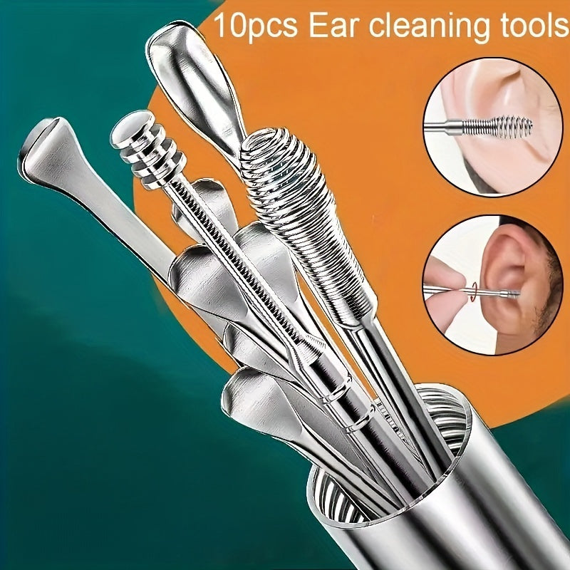 10pcs Stainless Steel Ear Wax Removal Tool Set