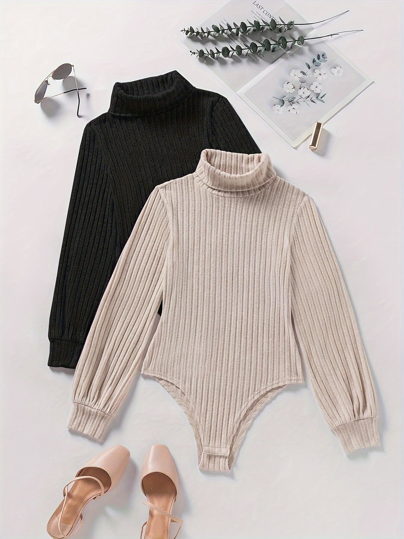 2 Pack Solid Color Ribbed Bodysuit