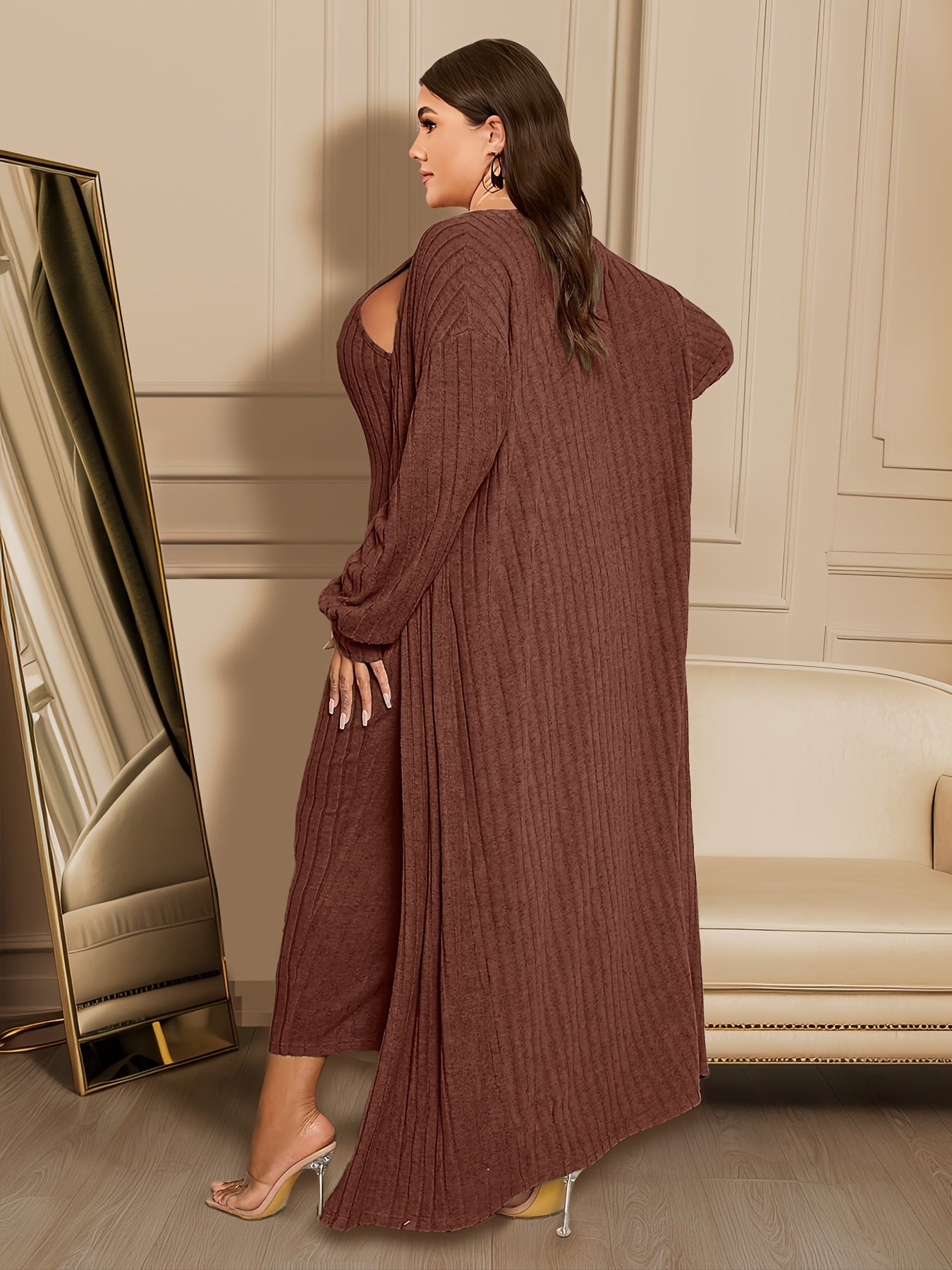 Plus Size Ribbed Chic Two-Piece Set