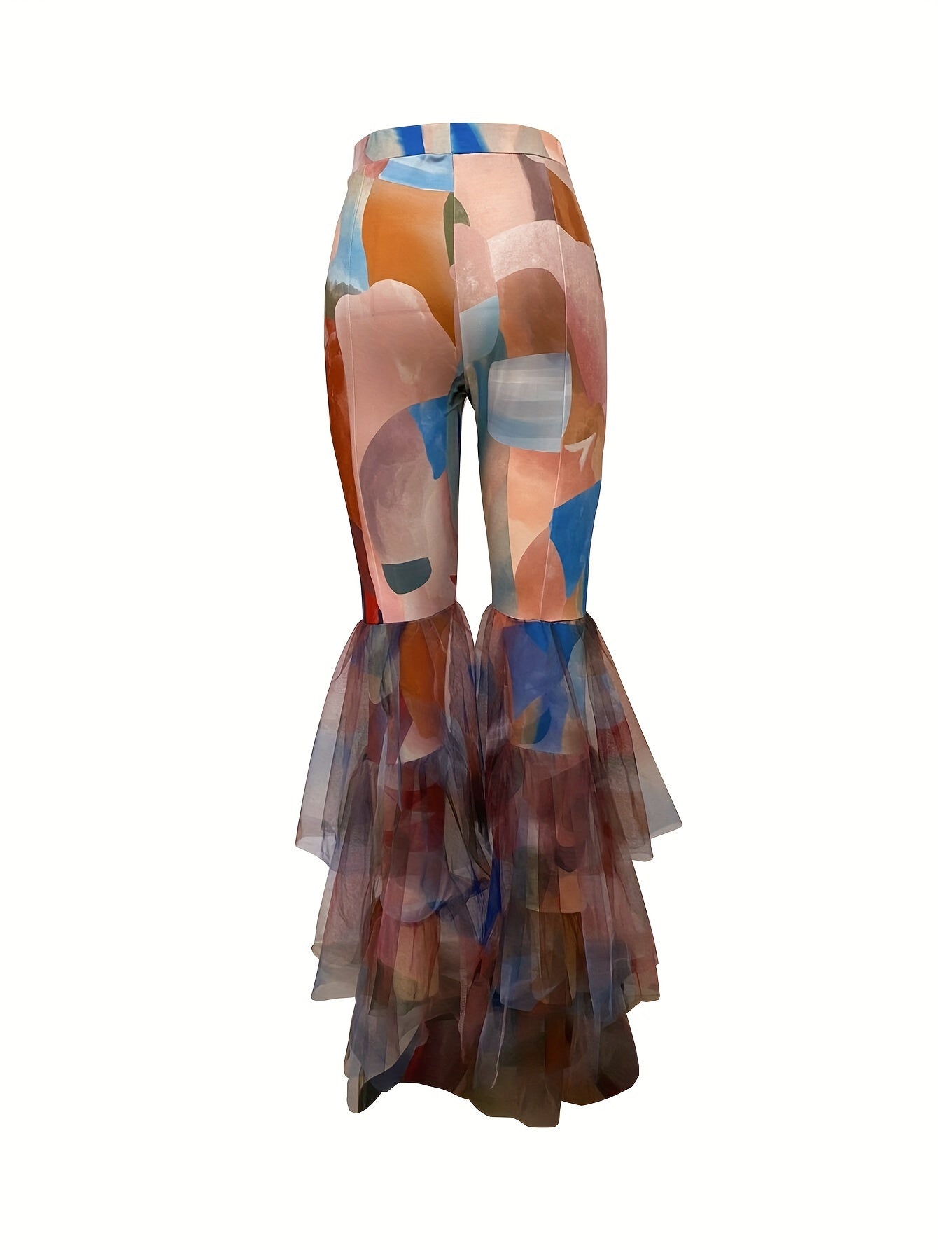 Geo Print Ruffle Hem Pants