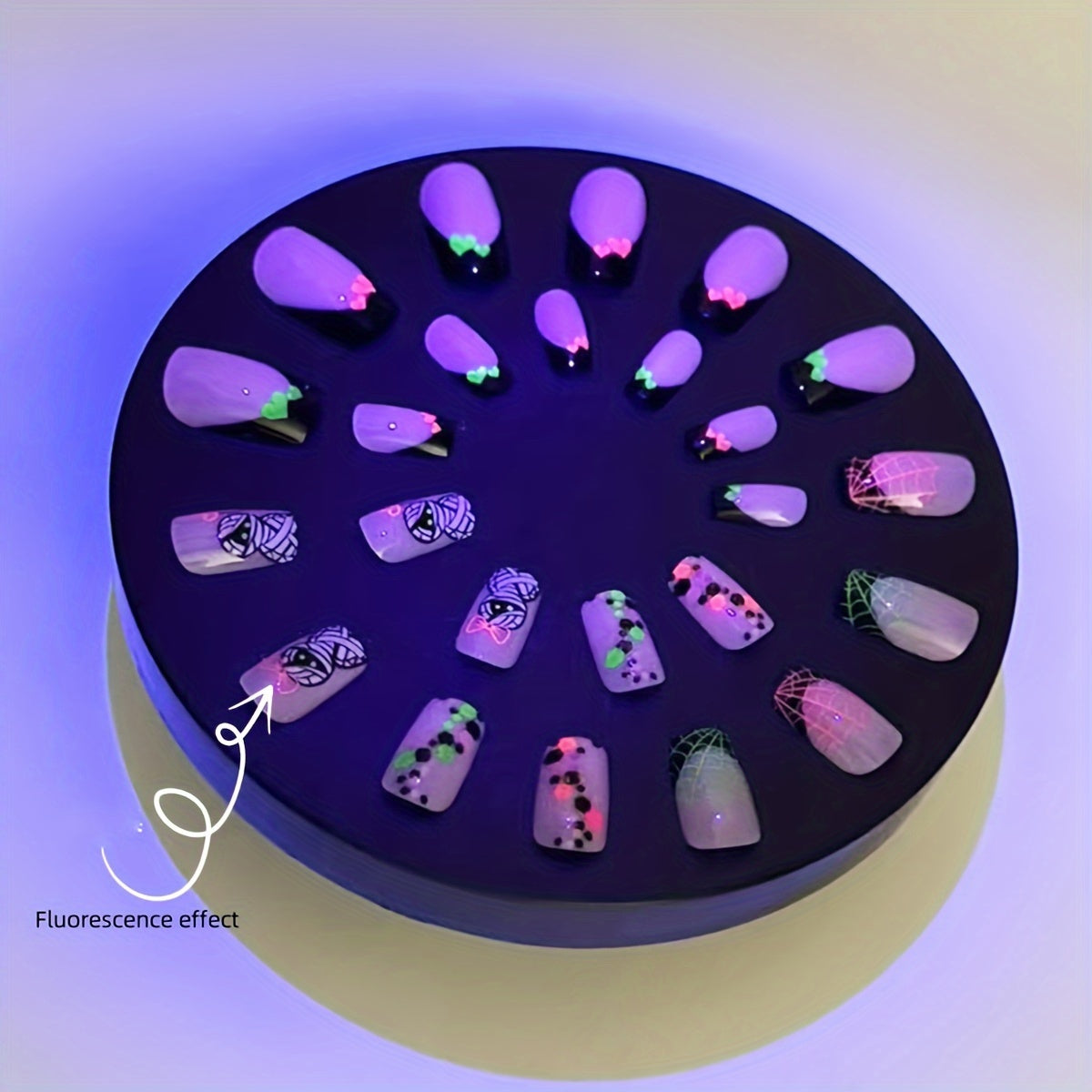 24pcs Glow-in-the-Dark Short Square Full Cover Acrylic False Nails