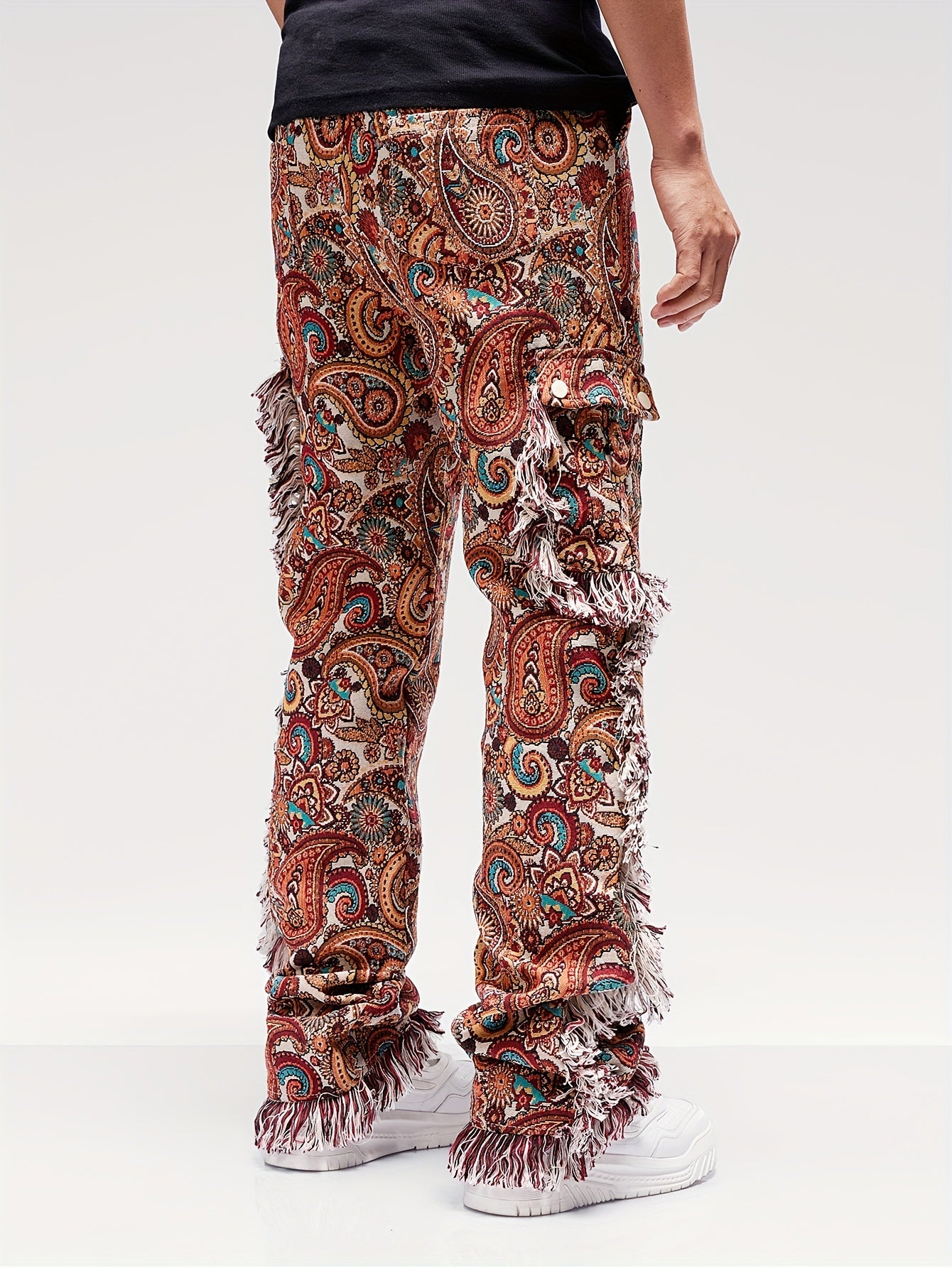 Vintage Butterfly Pattern Loose Straight Leg Long Pants