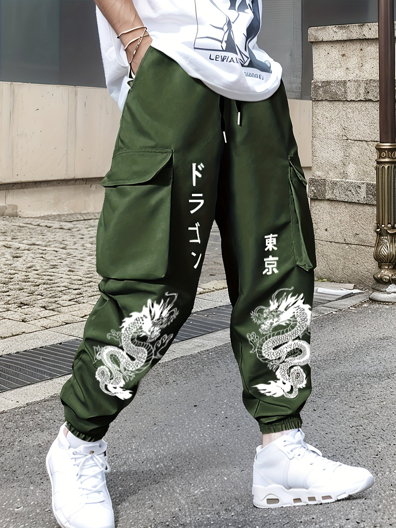 Dragon Print Cargo Pants