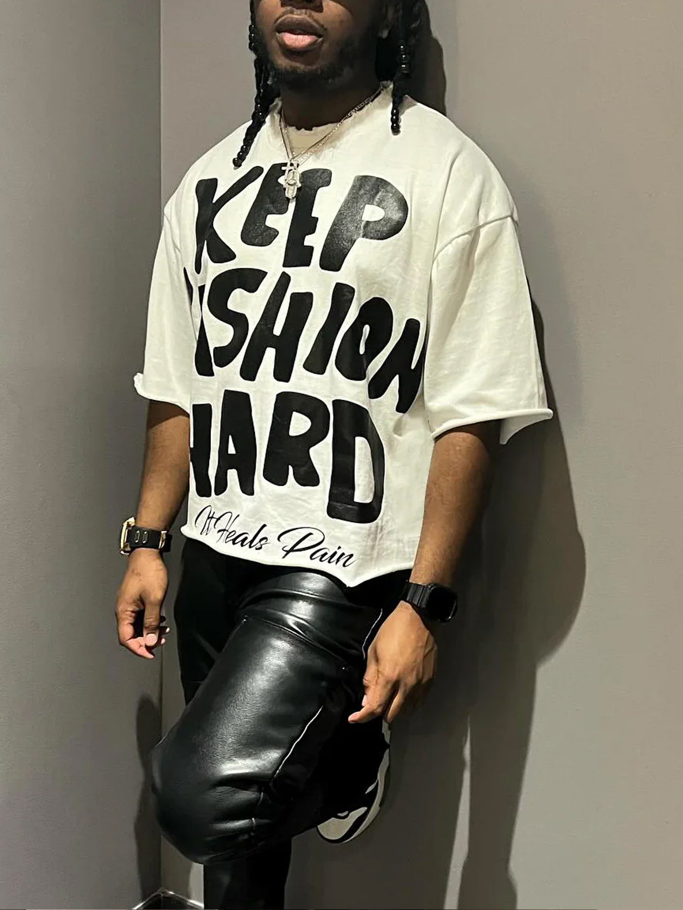 KEEP FASHION HARD Men's 100% Pure Cotton T-Shirt