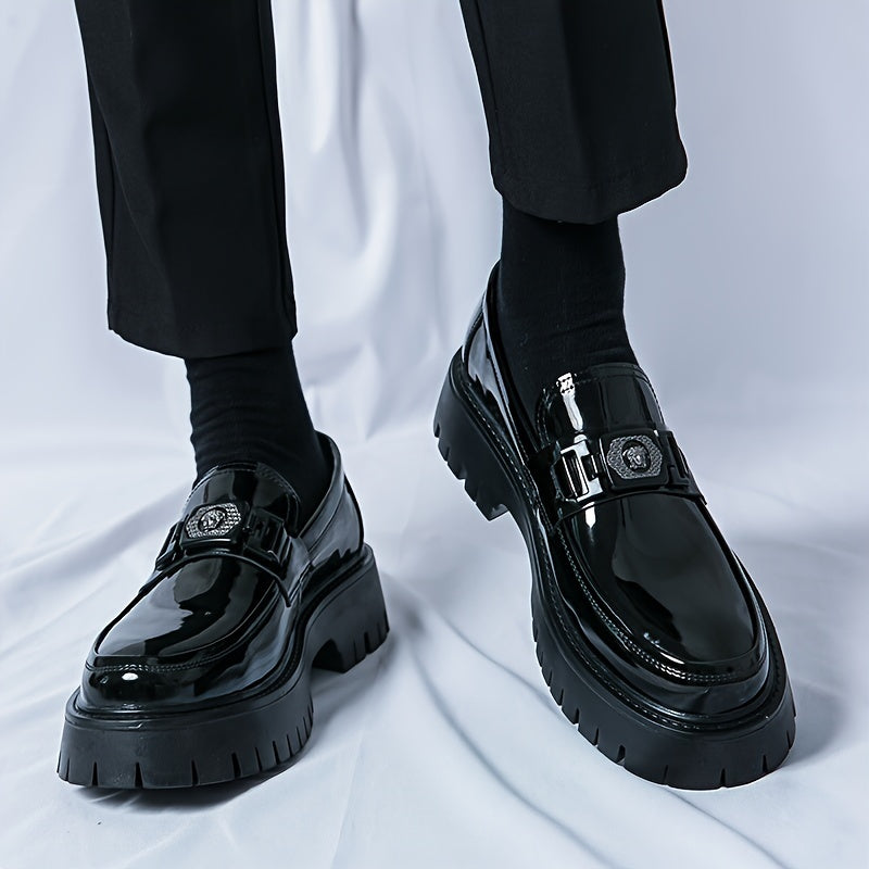 Stylish Elevated Faux Leather Loafers