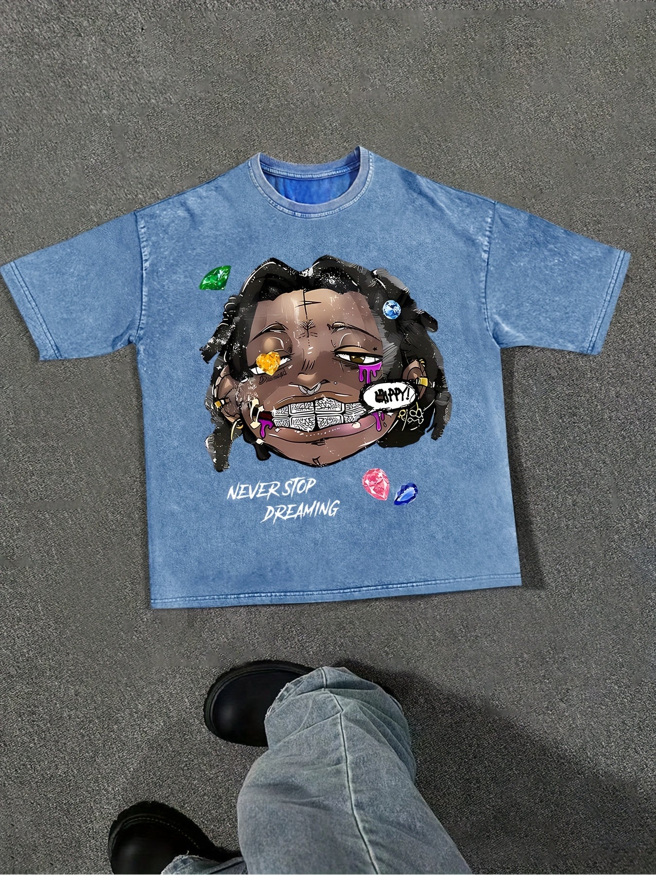 Men's "Never Stop Dreaming" Cotton Tee with Bold Graphic Print