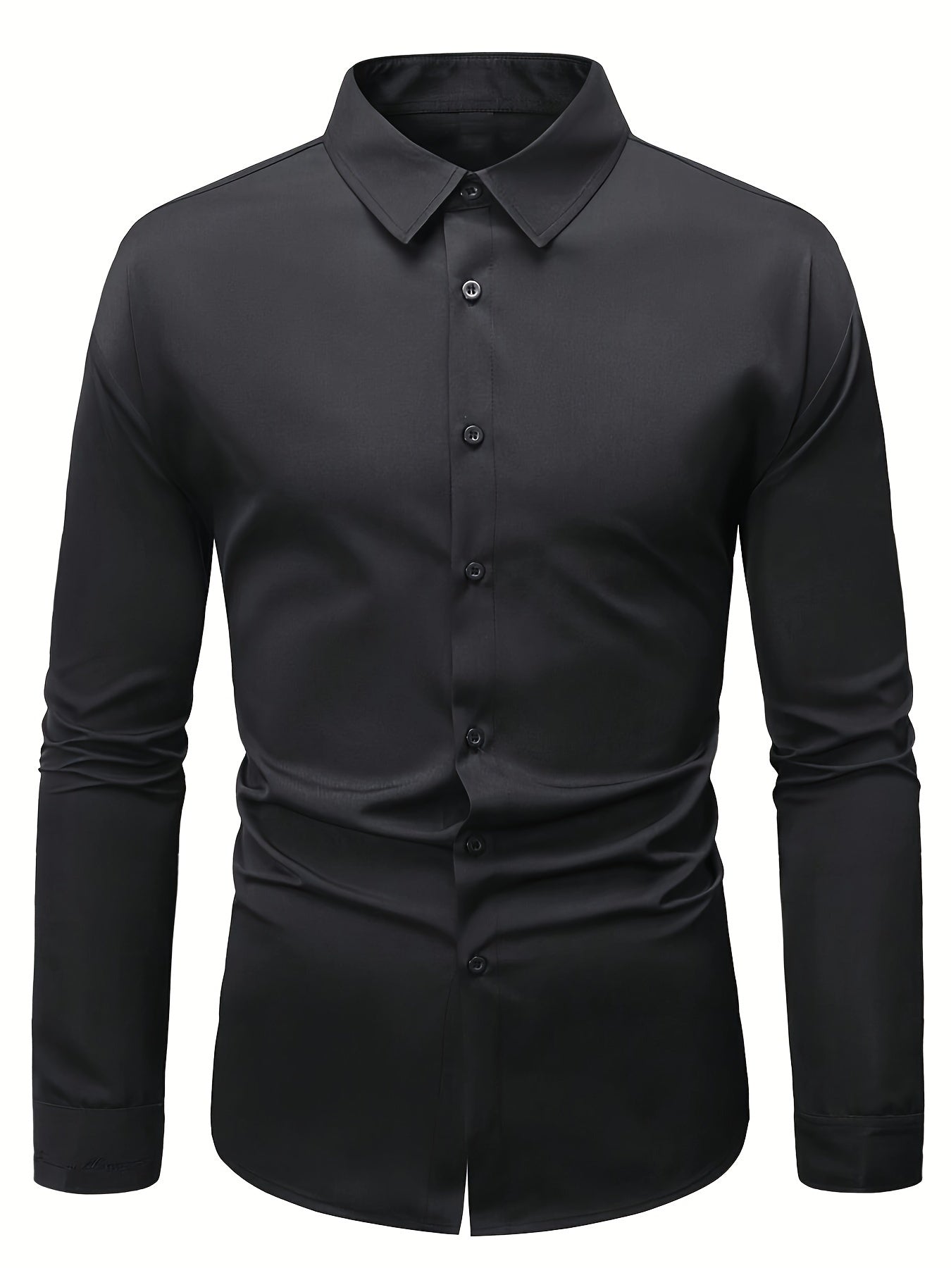 Long Sleeve Men's Solid Color Dress Shirts