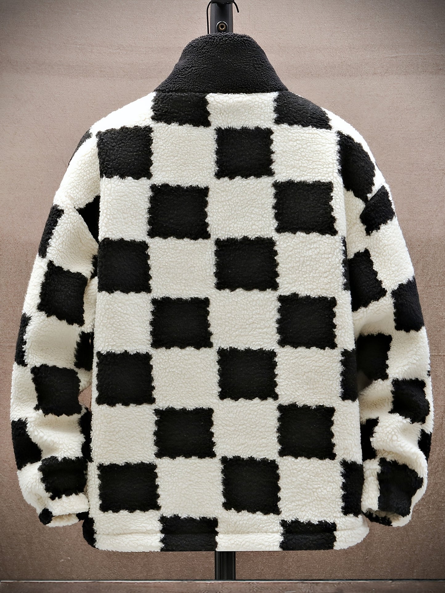 Thick Plaid Lambswool Jacket with Polar Fleece Lining