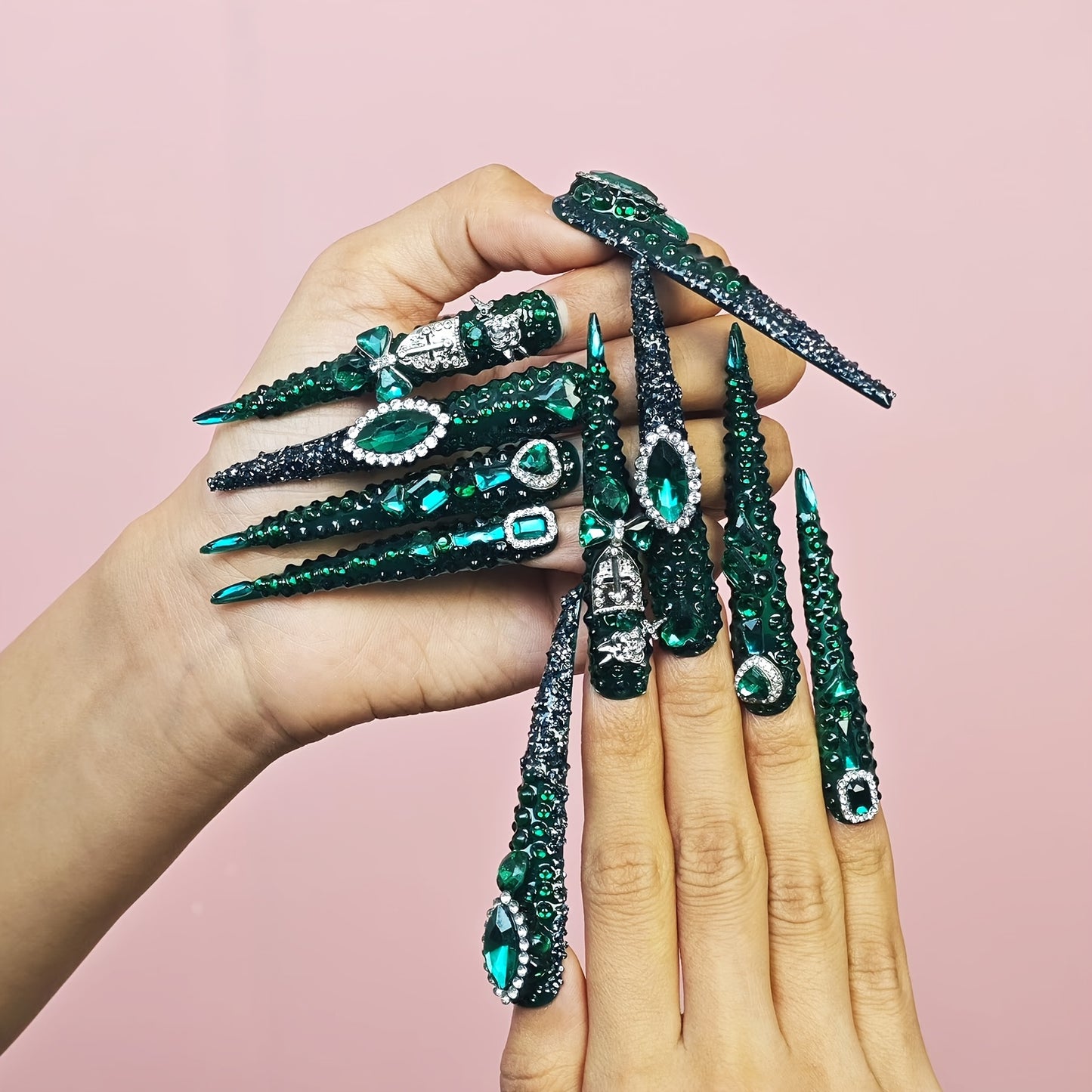 Rhinestone Ice Water Dripping Nails