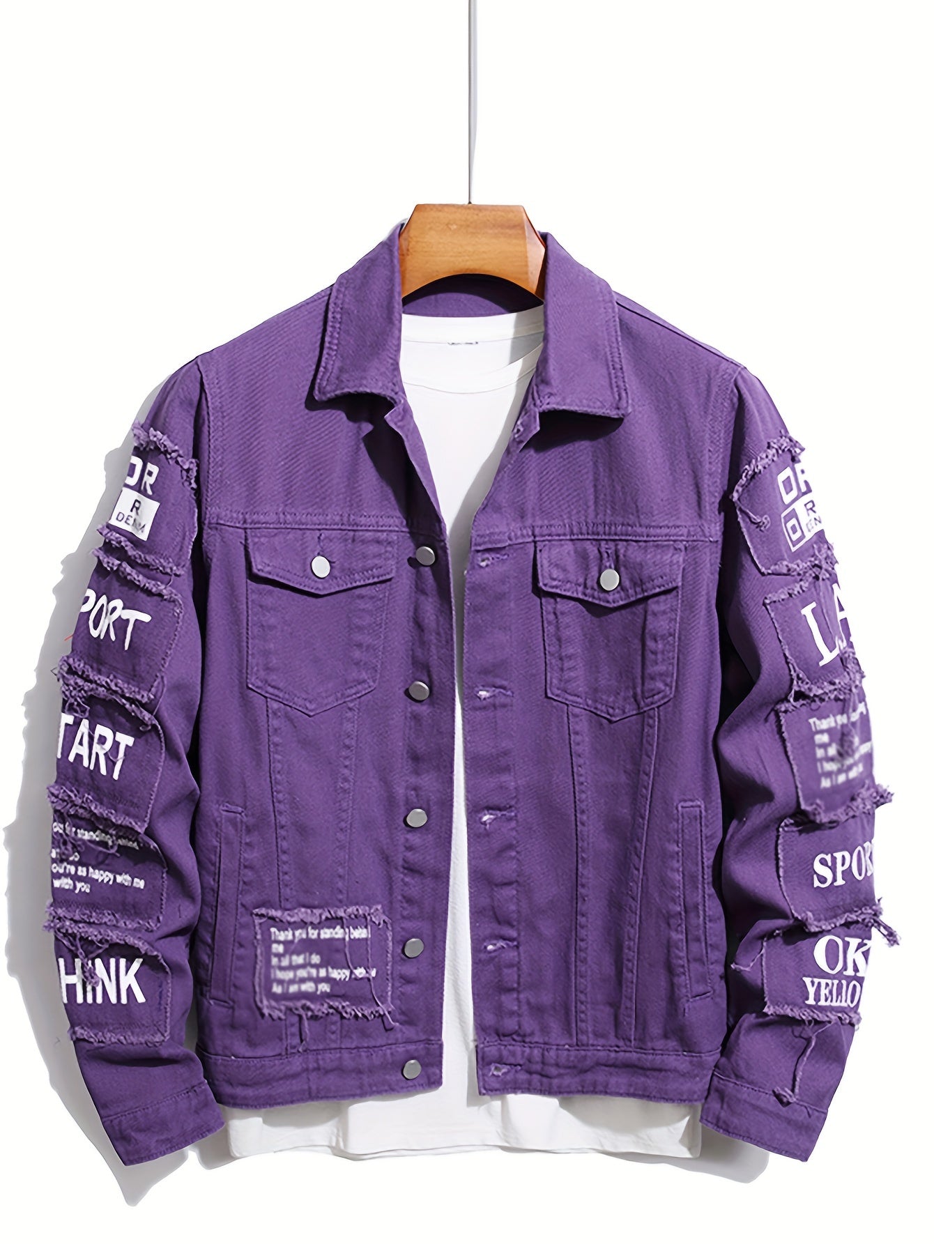Mens Classic Lapel Collar Denim Jacket