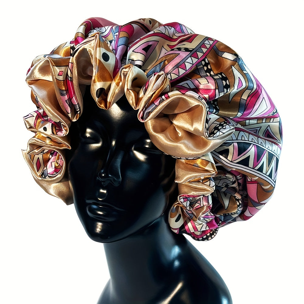 2PCS Printed Double Layer Satin Bonnet