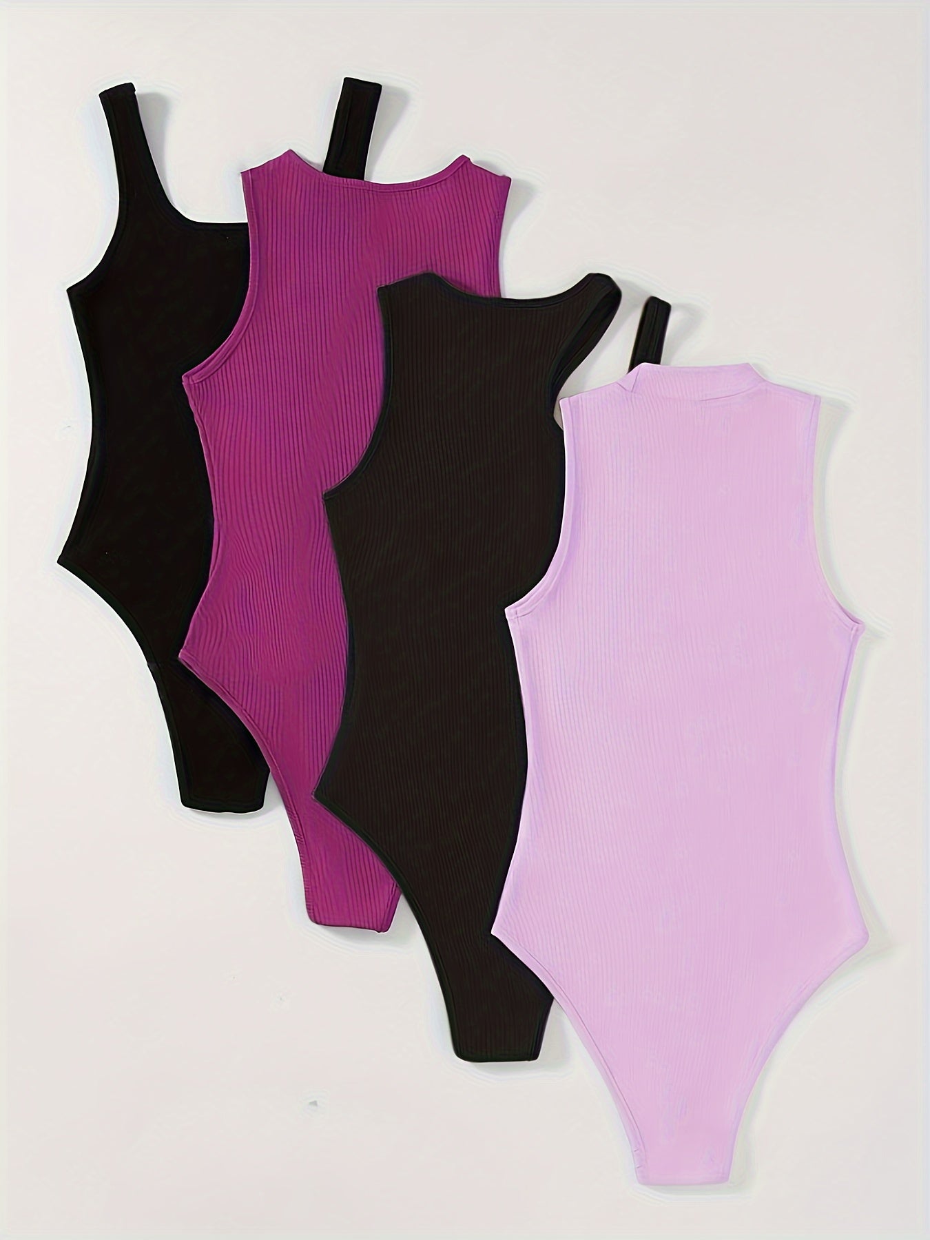 4 Pack Vibrant Solid Color Bodysuits