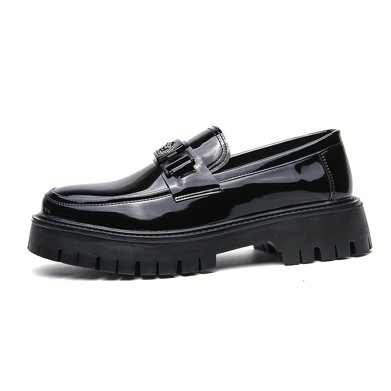 Stylish Elevated Faux Leather Loafers