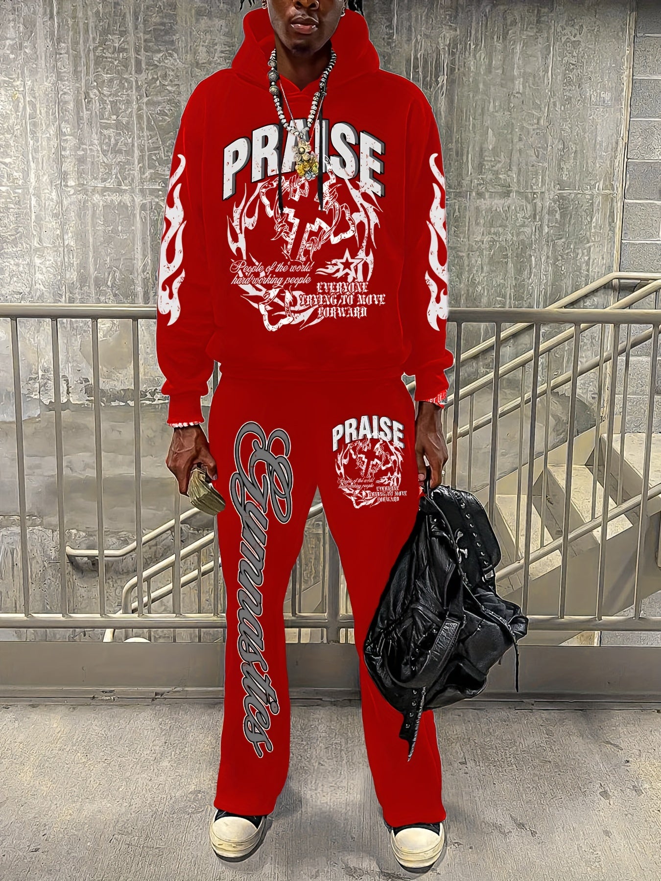 Men's Casual Loose-Fit Hoodie & Flared Pants Set
