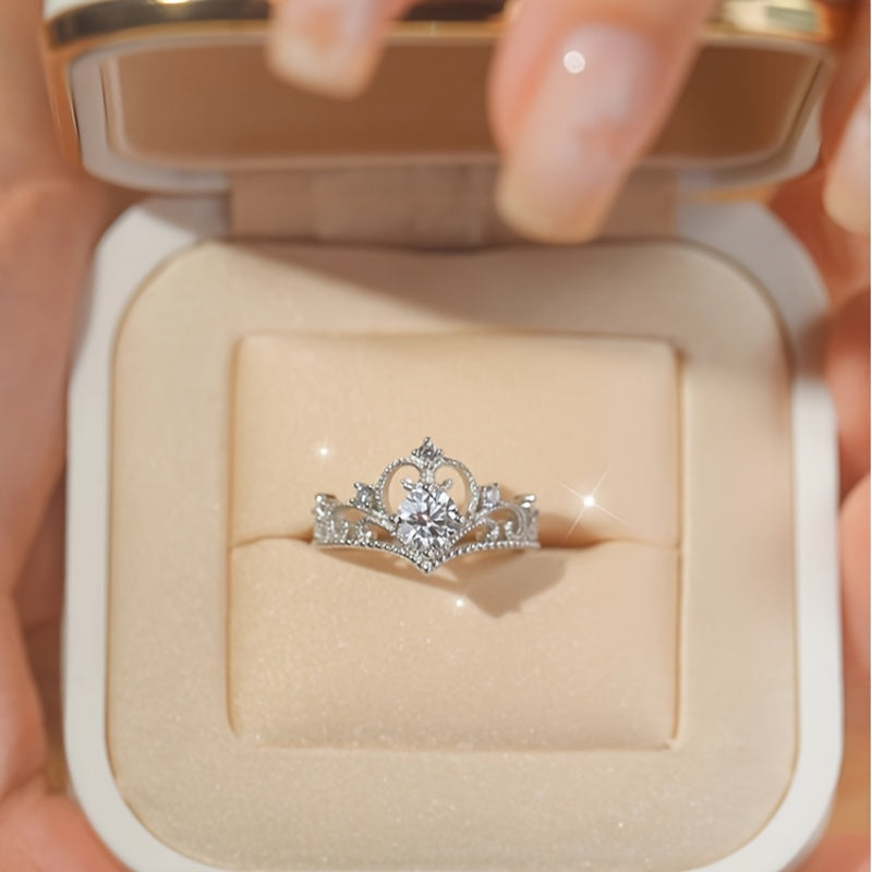 2-Piece Set Elegant Crown Rhinestone Ring Set