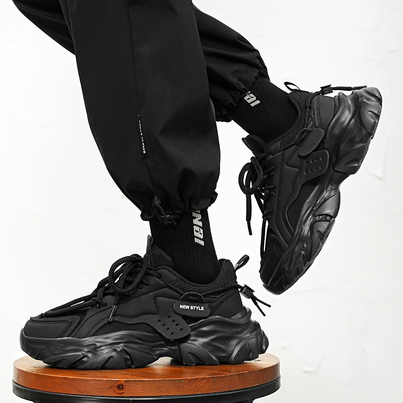 Mens Fashion-Forward Lace-up Chunky Sneakers