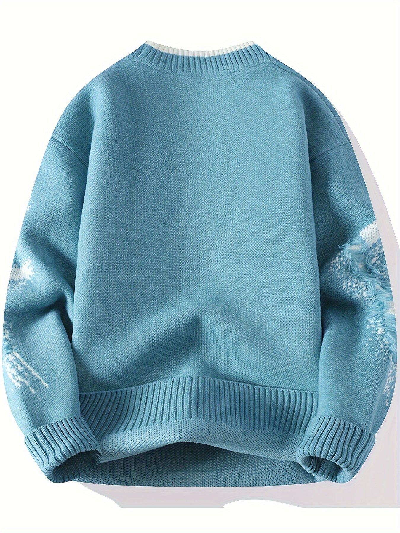 Cozy Loose Fit Color Block Frayed Knitted Pullover Sweater