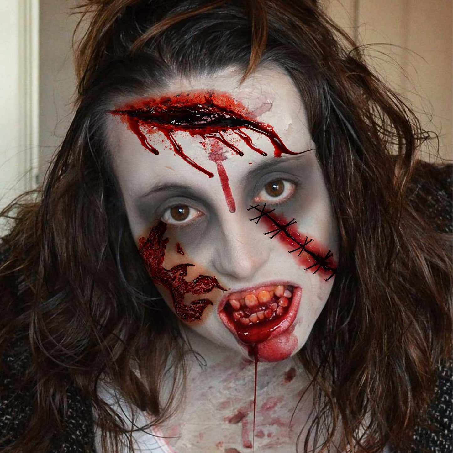 8 Sheets of Realistic Oblong-Shaped Halloween Fake Scar