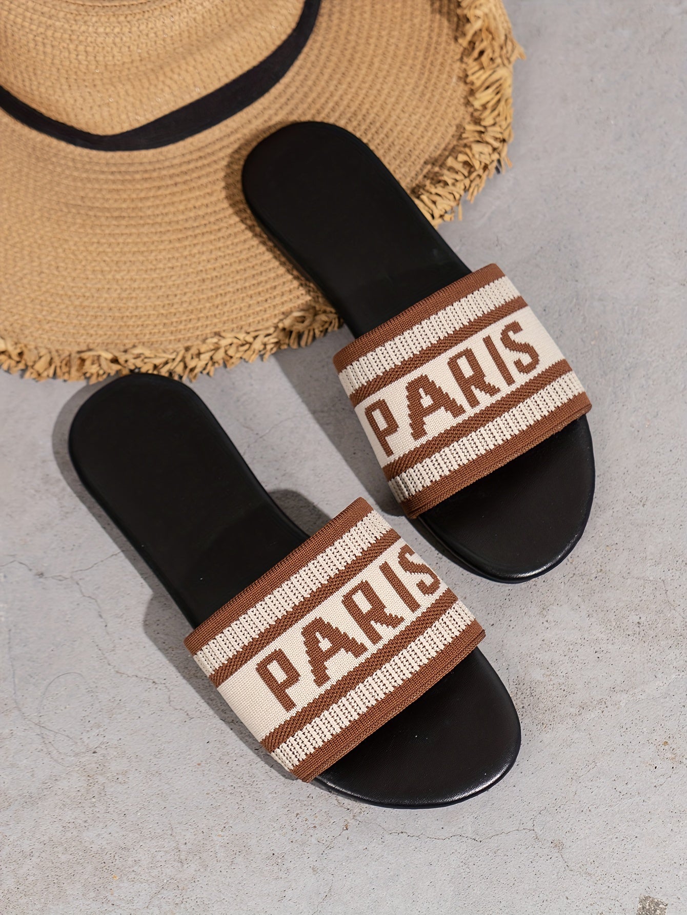 Womens Letter Print Slides - Ultra-Lightweight & Effortlessly Chic