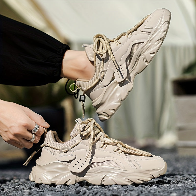 Mens Fashion-Forward Lace-up Chunky Sneakers
