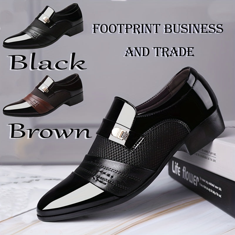Plus Size Men's Solid Color Slip On Business Shoes