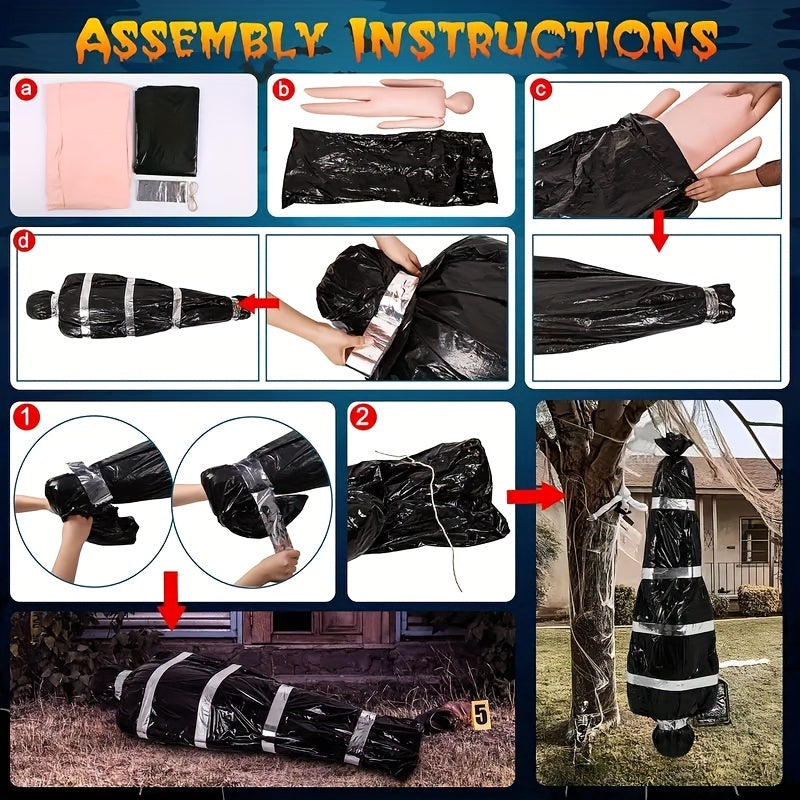 1pc Scary Fake Corpse In Bag