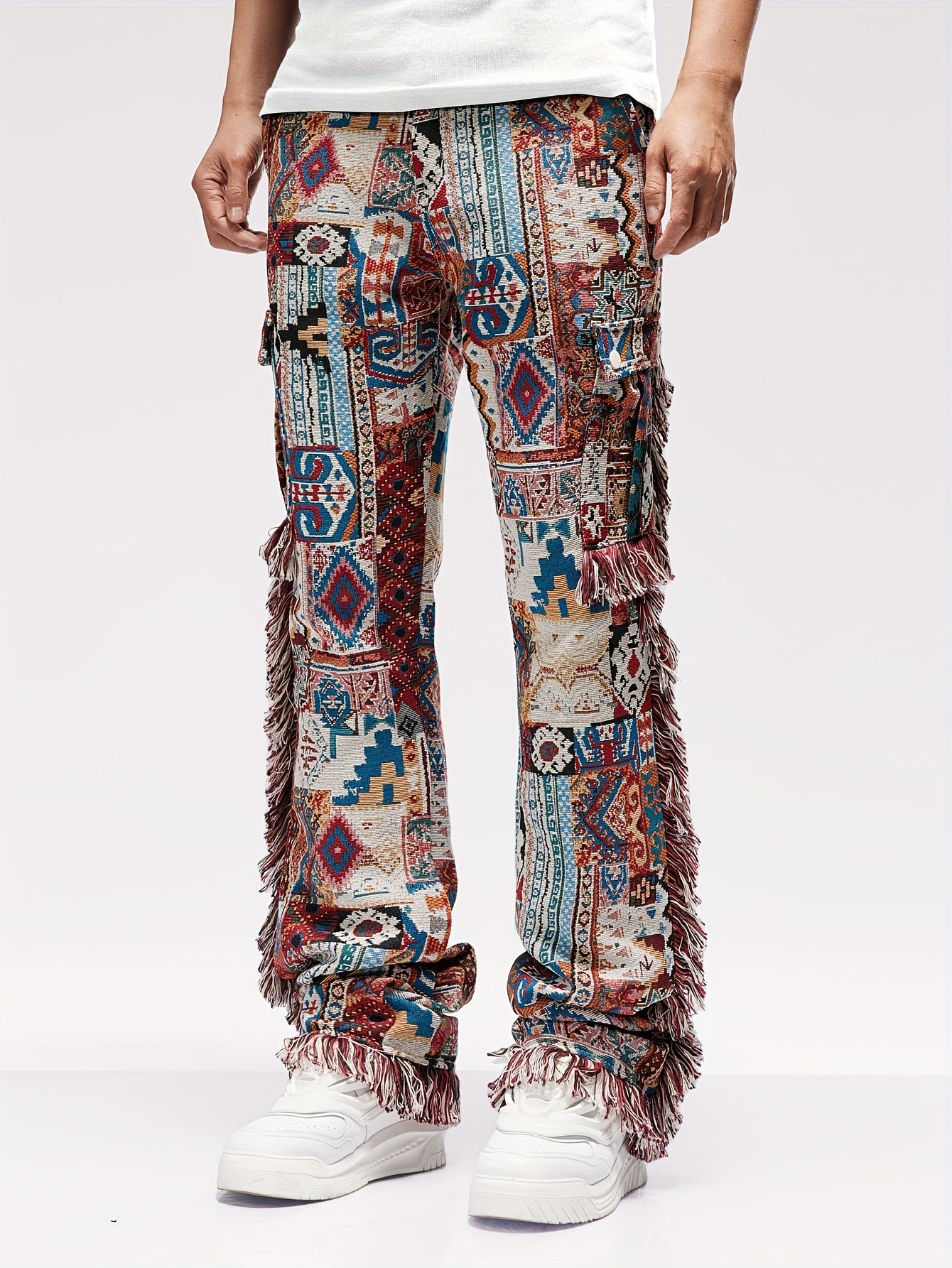 Vintage Butterfly Pattern Loose Straight Leg Long Pants