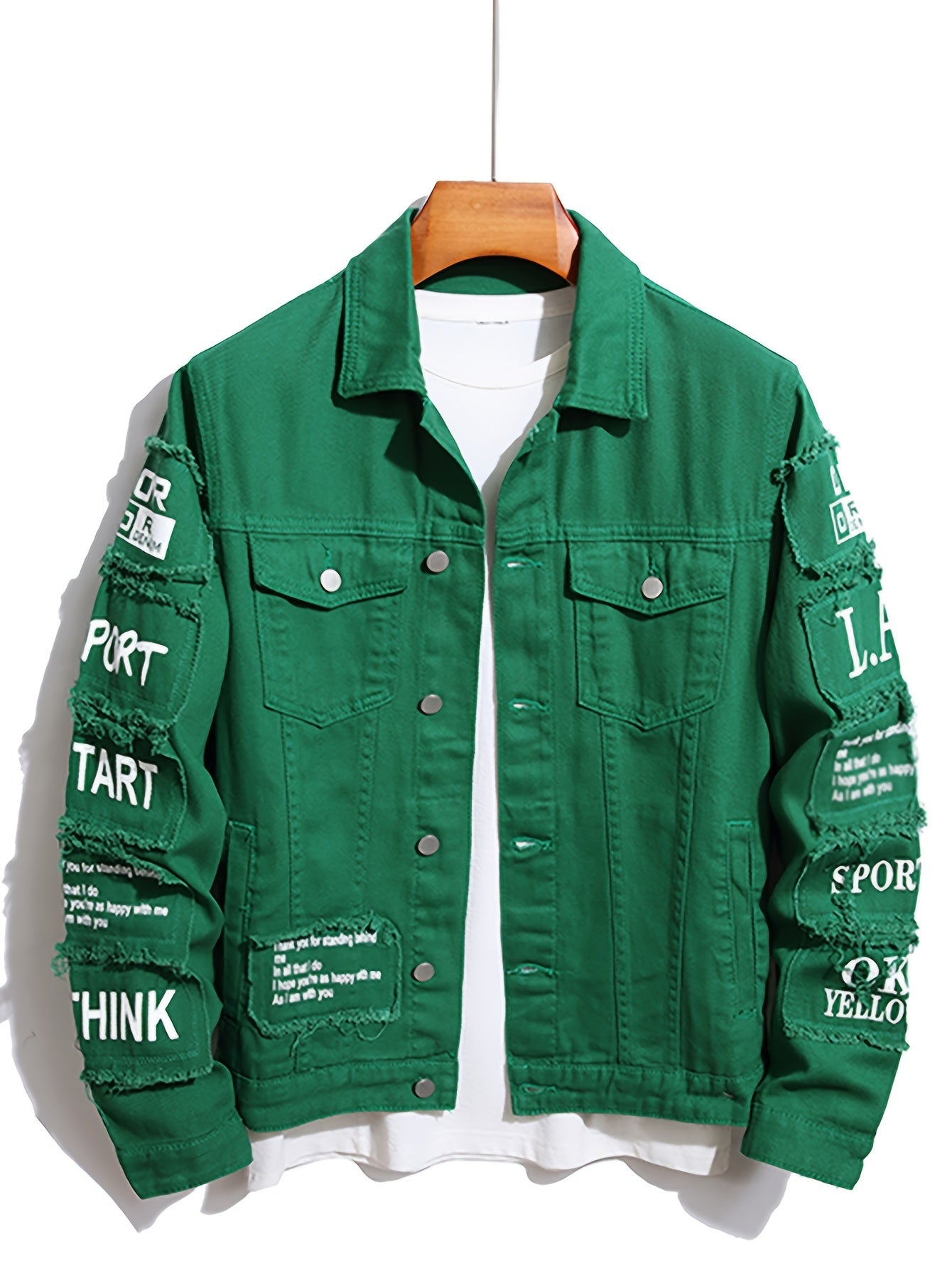 Mens Classic Lapel Collar Denim Jacket