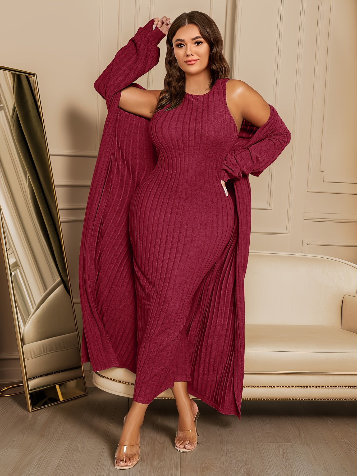 Plus Size Ribbed Chic Two-Piece Set