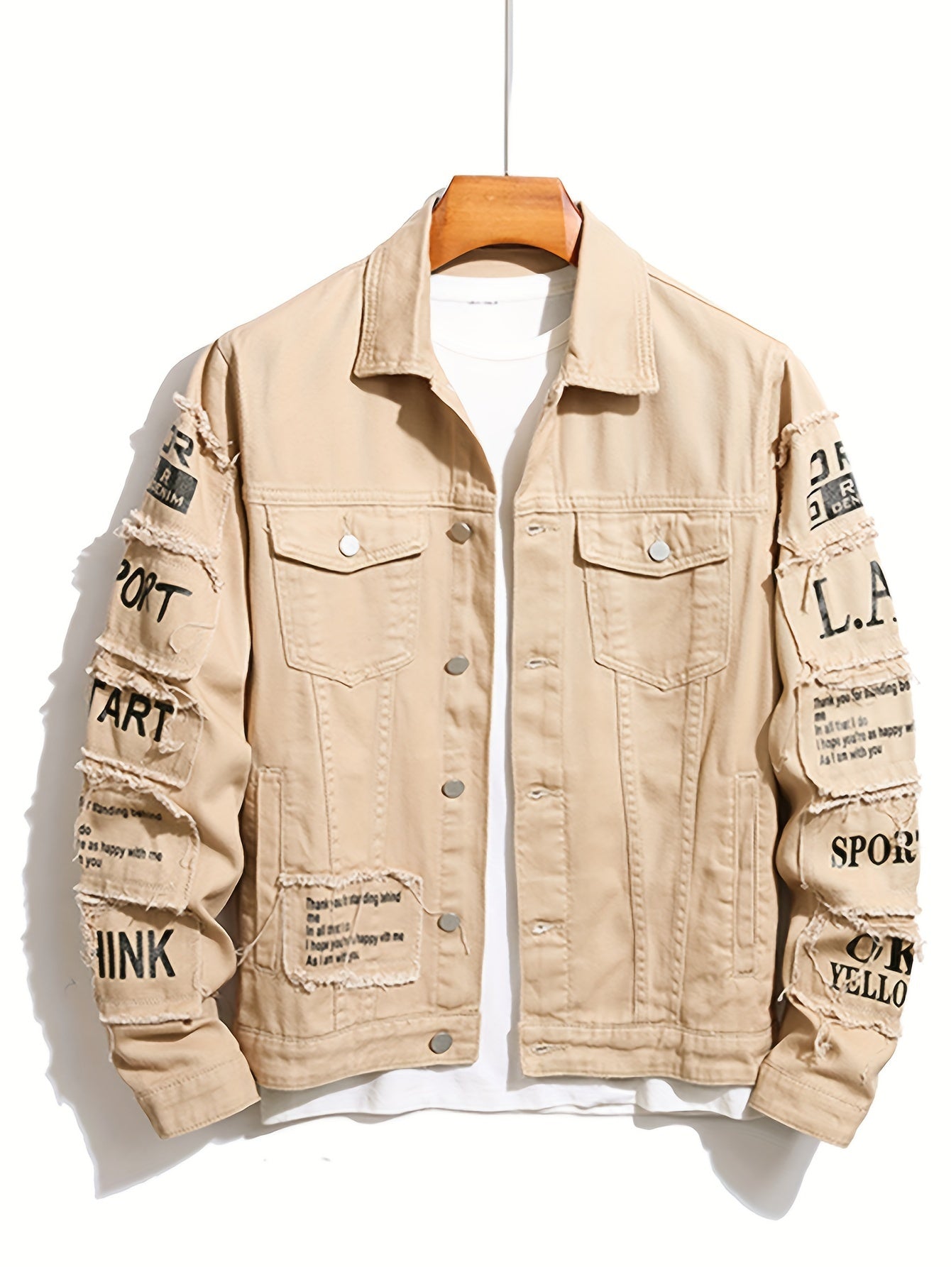 Mens Classic Lapel Collar Denim Jacket