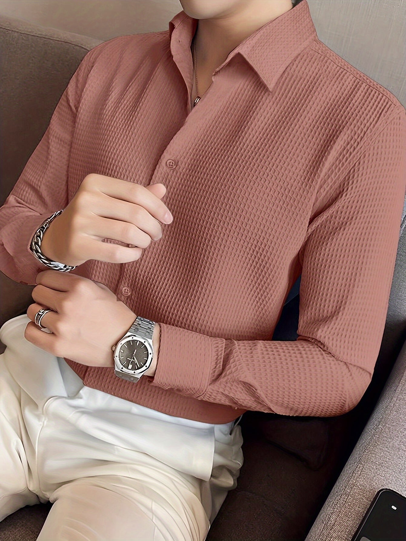 Long Sleeve Waffle Shirt