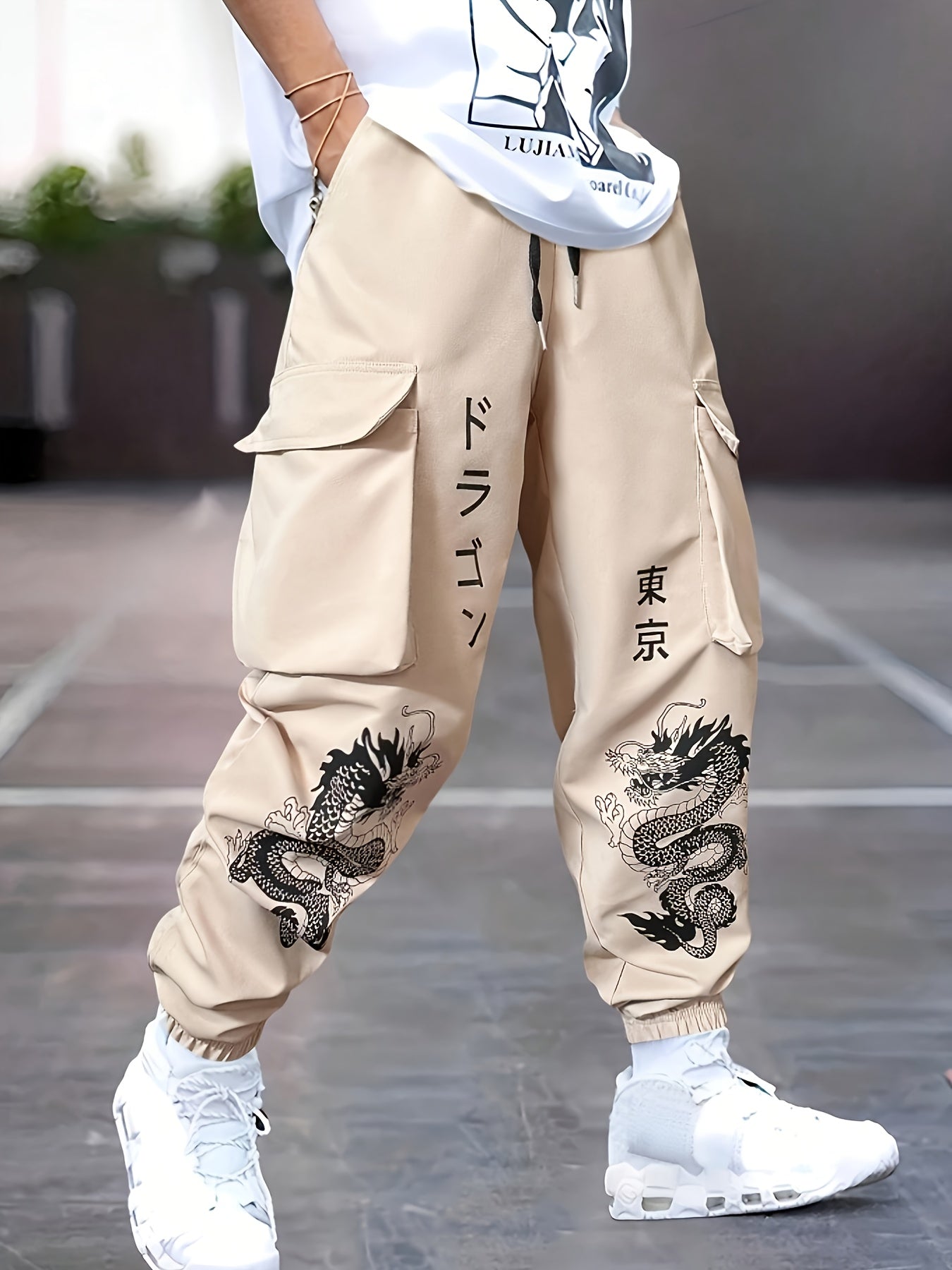 Dragon Print Cargo Pants