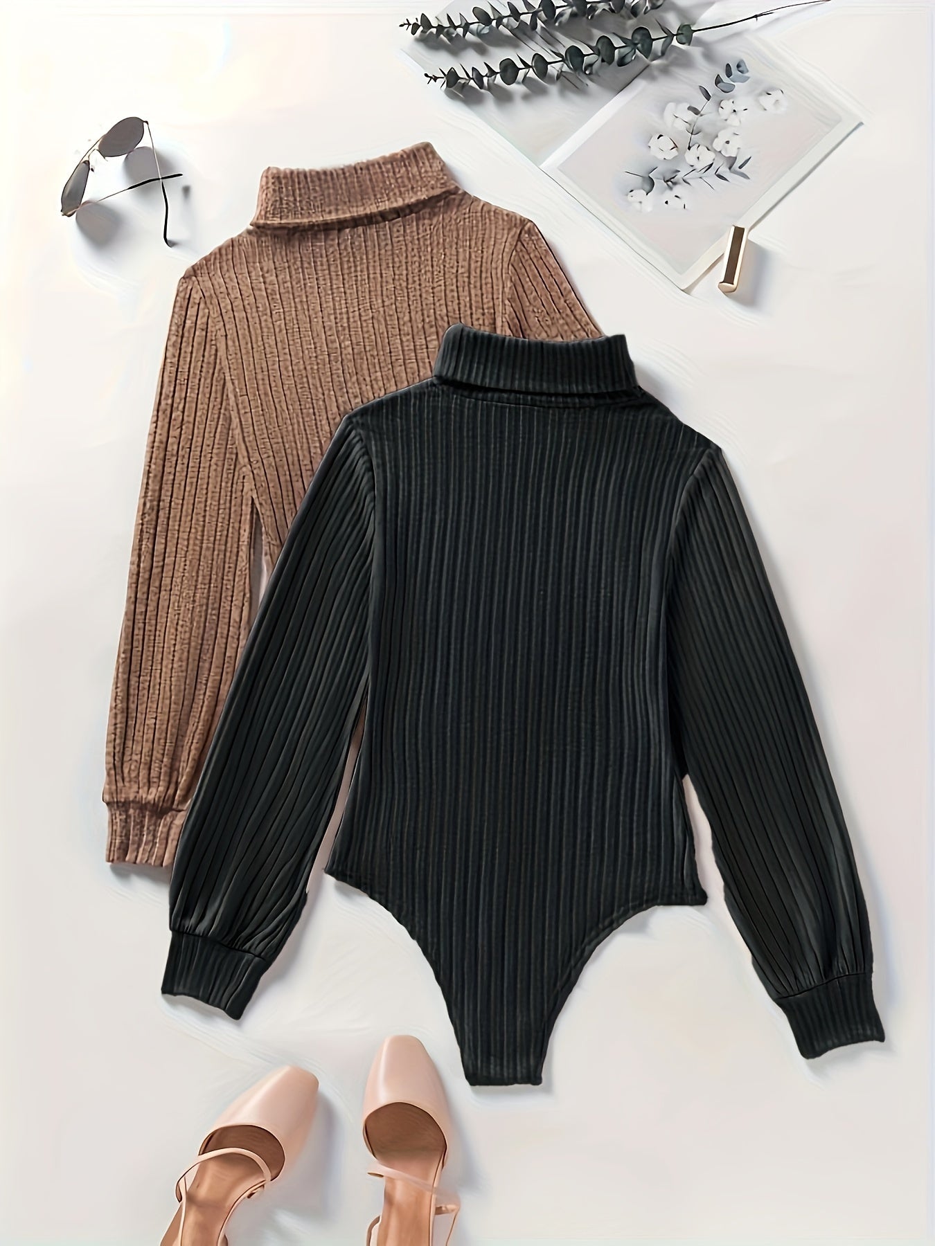2 Pack Solid Color Ribbed Bodysuit