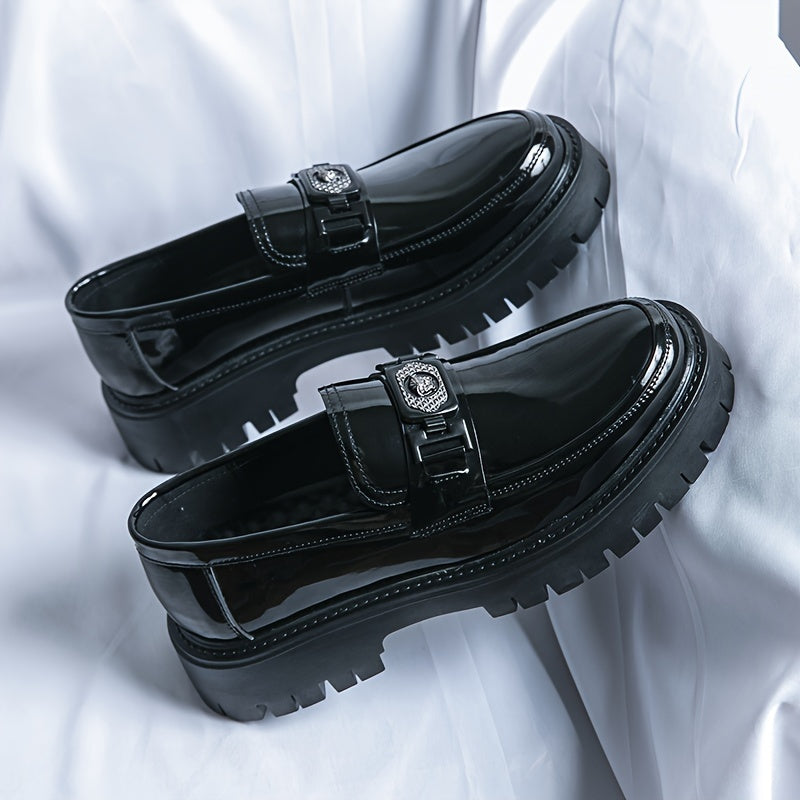 Stylish Elevated Faux Leather Loafers