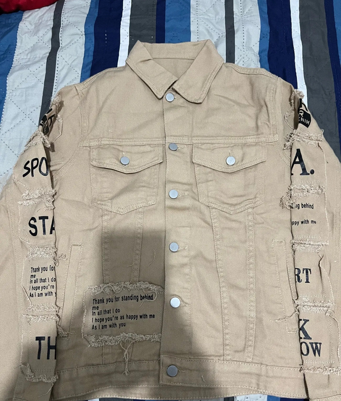 Mens Classic Lapel Collar Denim Jacket