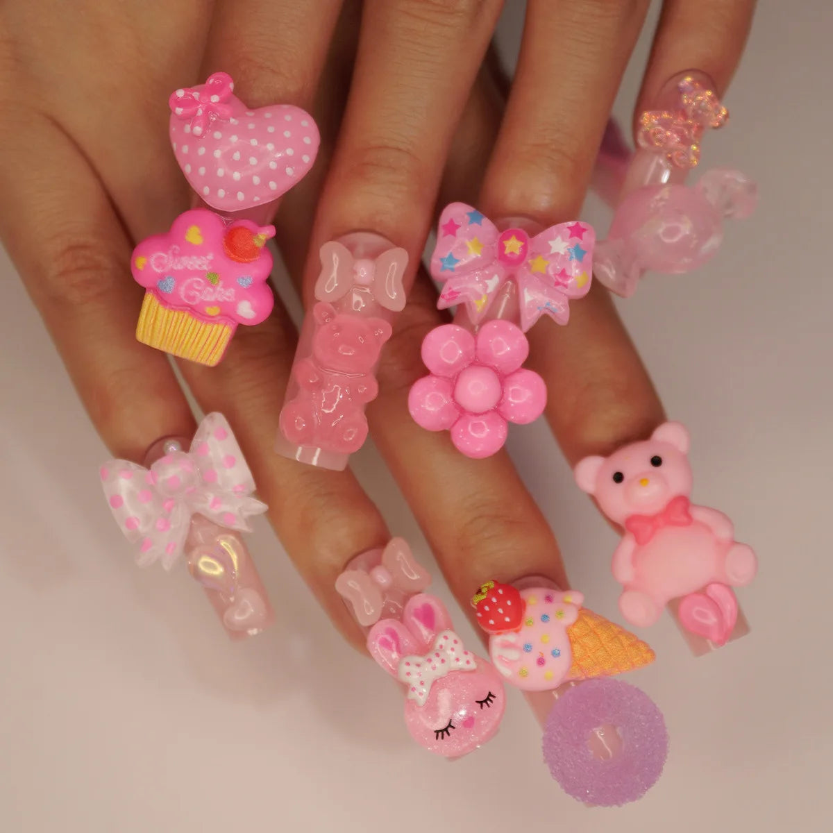 24PCS Pink Press-On Nails