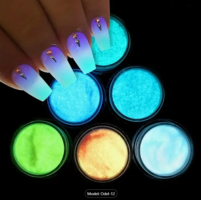 12pcs/Set Luminous Glow-in-the-Dark Dip Powder