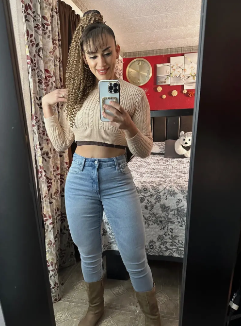 Cropped Slanted Shoulder Long Sleeve Sweater