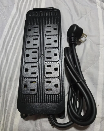 10-Outlet Flat Plug Power Strip with 6 USB Ports (2 USB-C)