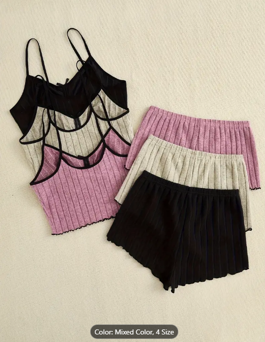 3-Pack Womens Ribbed Pajama Set