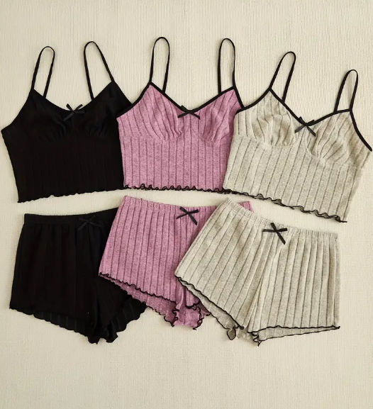 3-Pack Womens Ribbed Pajama Set