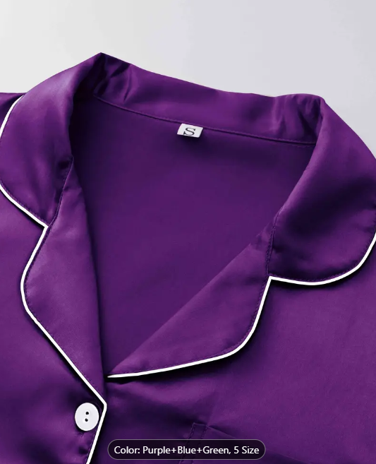3 Sets of Ultra-Soft Satin Women's Casual Pajama Sets