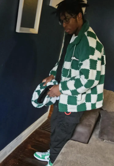 Thick Plaid Lambswool Jacket with Polar Fleece Lining