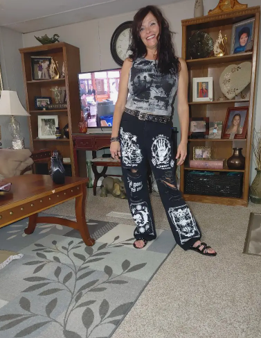 Gothic Print Jeans