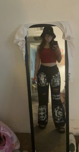 Gothic Print Jeans