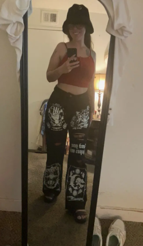 Gothic Print Jeans